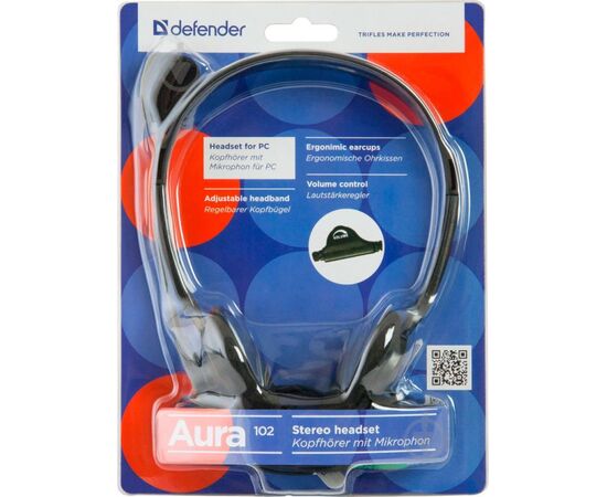 Наушники DEFENDER Aura HN-102 Black 63102 