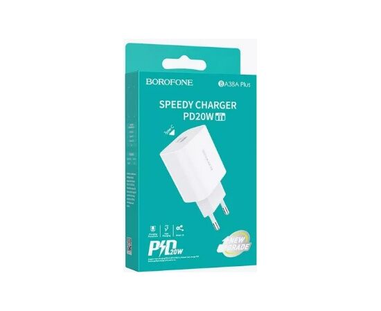  BOROFONE BA38A/ Сетевое ЗУ/ PD/ Type-C/ Выход: 20W/ White 