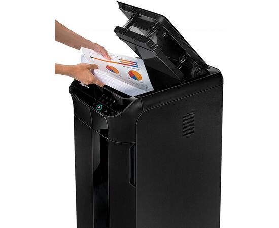  Шредер Fellowes AutoMax 350C (секр.P-4)/фрагменты/350лист./68лтр./скрепки/скобы/пл.карты/CD 