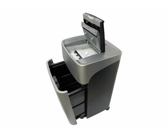  Шредер Office Kit SA375 (OK3810SA375) серый/черный с автоподачей (секр.P-4) фрагменты 375лист. 42лтр. скрепки скобы пл.карты CD 