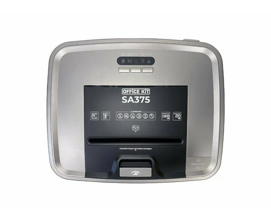  Шредер Office Kit SA375 (OK3810SA375) серый/черный с автоподачей (секр.P-4) фрагменты 375лист. 42лтр. скрепки скобы пл.карты CD 