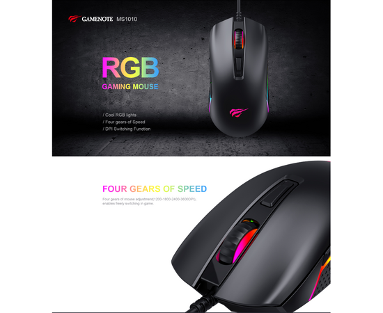  Мышка игровая с RGB подсветкой HAVIT GAMENOTE HV-MS1010 USB 3600 DPI Gaming 