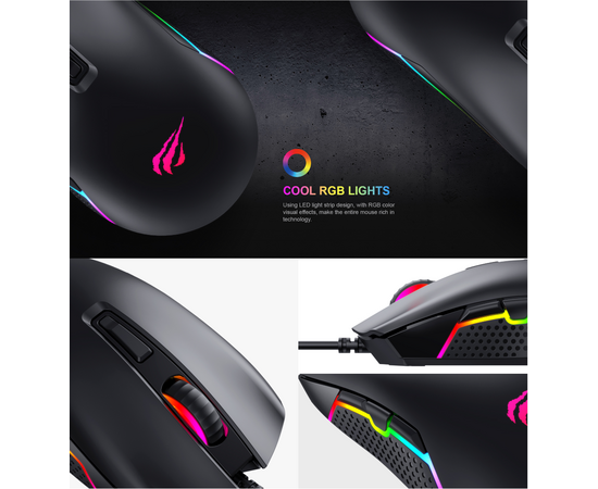  Мышка игровая с RGB подсветкой HAVIT GAMENOTE HV-MS1010 USB 3600 DPI Gaming 