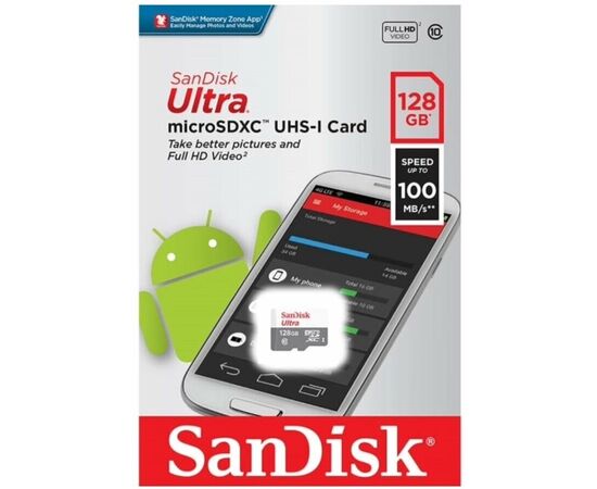  MicroSD  128GB  SanDisk Class 10 Ultra Light UHS-I  (100 Mb/s) без адаптера 