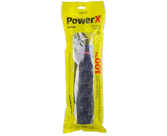  Сетевой фильтр Perfeo "POWERX", 5,0м, 5 розеток, черный. 