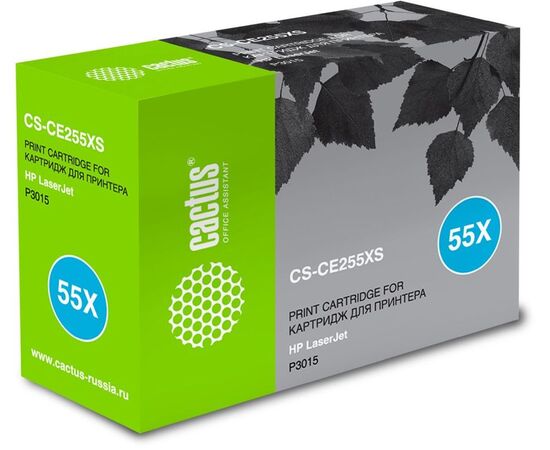  Тонер картридж CACTUS CS-CE255X/XS  для принтеров HP LaserJet P3015, черный, 12500 стр. 