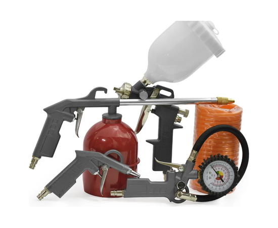  Набор пневматический Pegas pneumatic 2801 5 предметов краскораспылитель, пистолет для подкачки шин, продувочный и моющий пистолет 