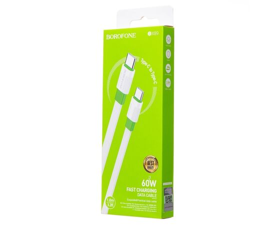  Кабель Type-C - Type-C Borofone BX89 100см 3A (white/green) (217504) 