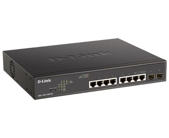  Коммутатор D-Link (DGS-1100-10MPPV2/A) 8G 2SFP 8PoE+ настраиваемый 