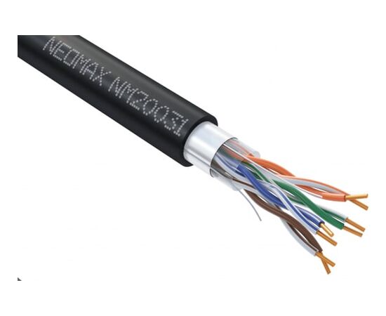  Витая пара NEOMAX NM20031 F/UTP cat.5e 4 пары (305 м) 0.52 мм (24 AWG) Медь, внешний, PE, черный 