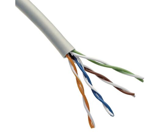  Витая пара REXANT 02-0005 U/UTP, CAT 5e, PVC, 4х2х0,52 мм, 24AWG, Indoor, Solid, серый, 305 м 