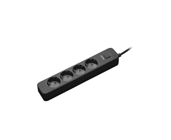  Сетевой фильтр Perfeo "POWER STREAM", 2500W,  1,5м, 4 розетки, черный. 