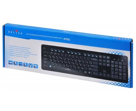  Клавиатура Oklick 870S черный USB беспроводная slim Multimedia 