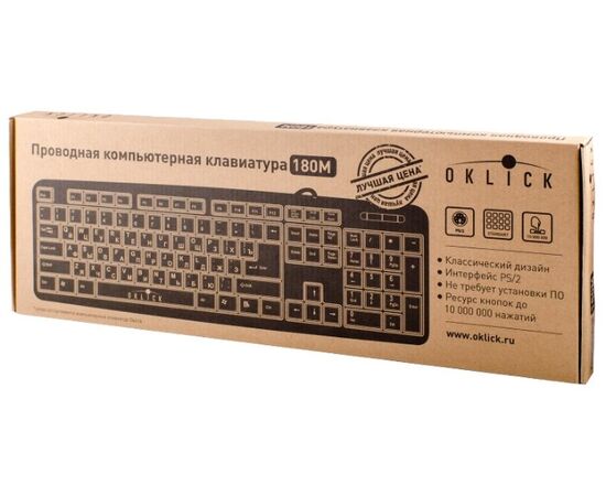  Клавиатура Oklick 180M черный PS/2 