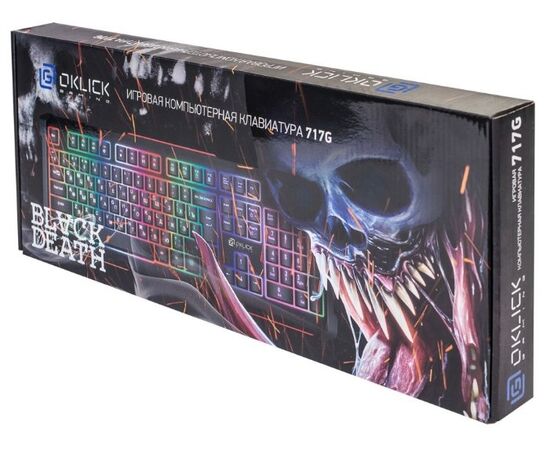  Клавиатура Oklick 717G Black Death черный/серый USB Multimedia for gamer LED 