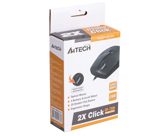  Мышь A4Tech OP-730D черный оптическая (1200dpi) USB (4but) 