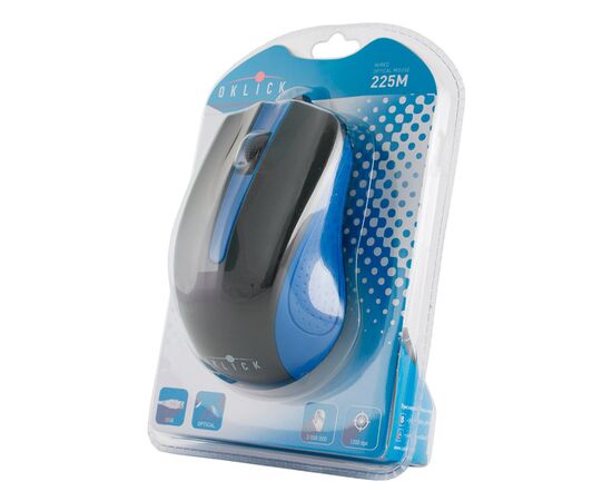  Мышь Oklick 225M черный/синий USB 