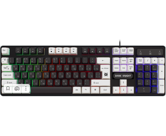  Клавиатура игровая DEFENDER Dark Knight GK-077 45077, черно-белая 