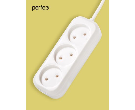  Сетевой удлинитель без заземления Perfeo "RU POWER", 3,0м, 3 розетки, белый (Р16-012) 