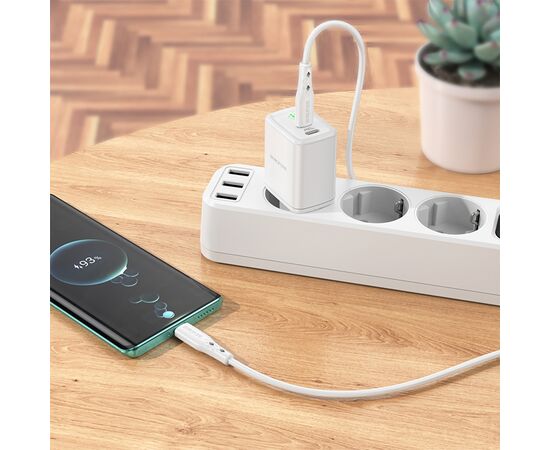  Сетевое зарядное устройство BOROFONE BN9 Reacher 2xUSB-C, 35W, белый 