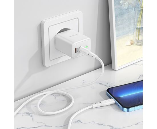  Сетевое зарядное устройство BOROFONE BN9 Reacher 2xUSB-C, 35W, белый 