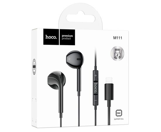  Проводные наушники HOCO M111 Primero, Lightning, 1.2 м, черный 