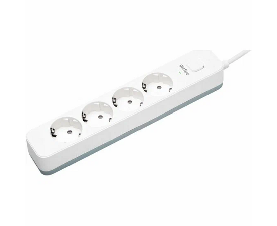  Сетевой фильтр Perfeo "POWER STREAM", 2500W, 5,0м, 4 розетки,  белый. 