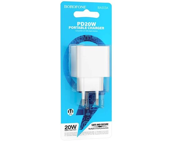  BOROFONE BAS13A/ Сетевое ЗУ/ PD / 1 USB/ Выход: 20W/ White 