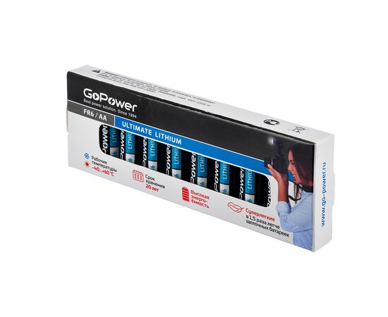  Батарейка GoPower FR6 AA BOX10 Lithium 1.5V (10/400) 