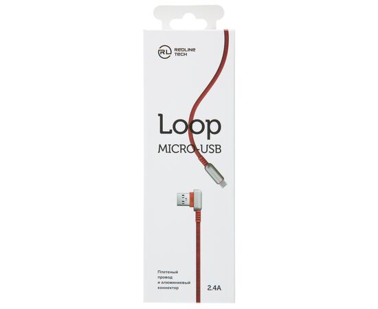  Дата-Кабель Red Line Loop USB - Micro USB, красный 