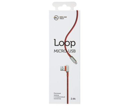  Дата-Кабель Red Line Loop USB - Micro USB, красный 