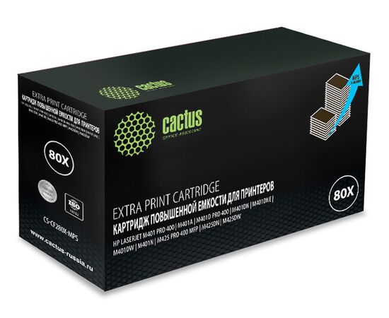 Тонер Картридж Cactus CS-CF280X-MPS черный (13000стр.) для HP LJ Pro 400/M401/M425 