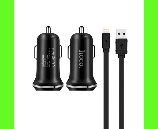  АЗУ 2USB 2.1A для Lightning 8-pin Hoco Z1 (Black) 