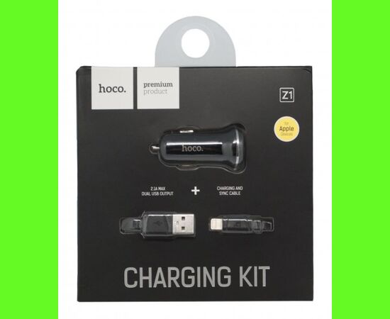  АЗУ 2USB 2.1A для Lightning 8-pin Hoco Z1 (Black) 