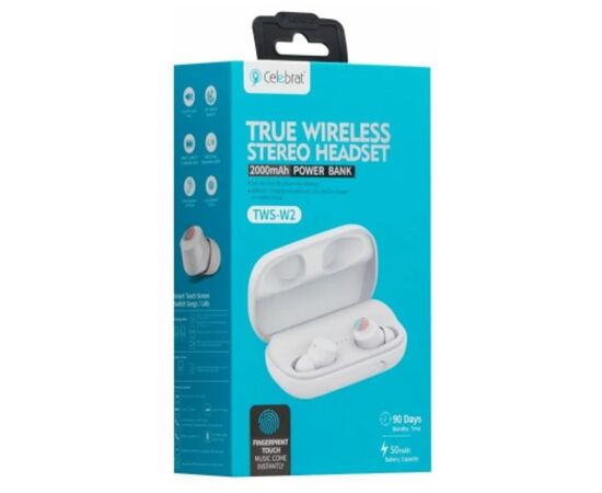  Bluetooth-наушники беспроводные вакуумные Celebrat W2 TWS (White) 