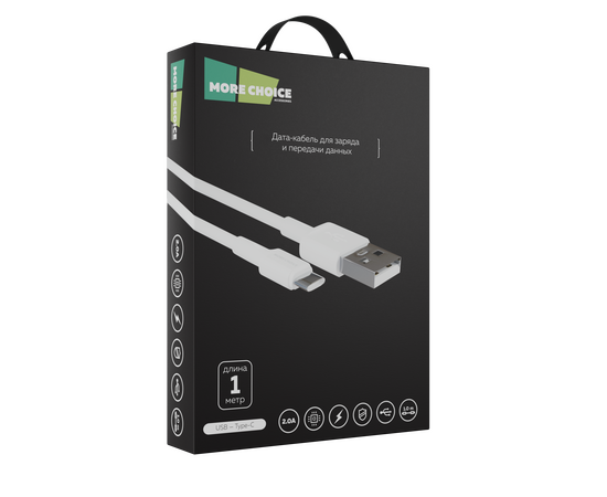  Дата-кабель USB 2.0A для Type-C More choice K19a TPE 1м (White) 