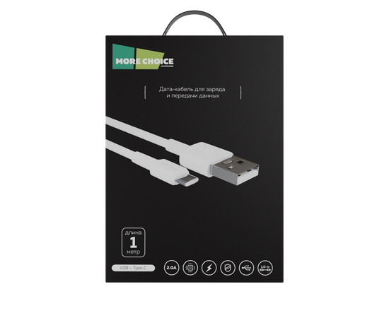  Дата-кабель USB 2.0A для Type-C More choice K19a TPE 1м (White) 