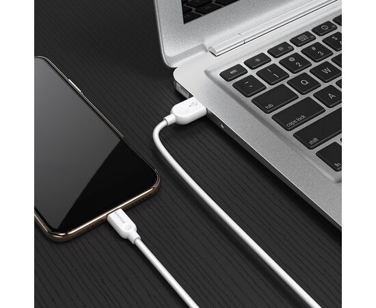  Дата-кабель USB 2.0A для Lightning 8-pin Borofone BX14 ПВХ 3м (White) 