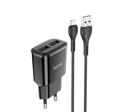  СЗУ 2USB 2.4A для Apple 8-pin Hoco C88A 1м (Black) 