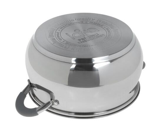  Кастрюля LARA LR02-483 (нерж) серия BELL 22x12,5см, 4,7л, капс. инд дно, силик. ручка, стекл. крышка 