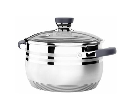  Кастрюля LARA LR02-472 (нерж) серия <MERCURY> 20см, 3.9л, стал.ручки, капсул индук дно, жароп.крышка 