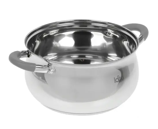  Кастрюля LARA LR02-484 (нерж) серия bell 24x13,5см, 6,1л, капс. инд дно, силик. ручка, стекл. крышка 