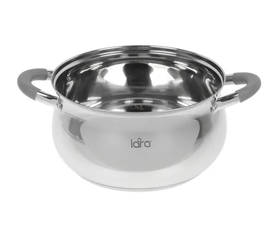  Кастрюля LARA LR02-484 (нерж) серия bell 24x13,5см, 6,1л, капс. инд дно, силик. ручка, стекл. крышка 
