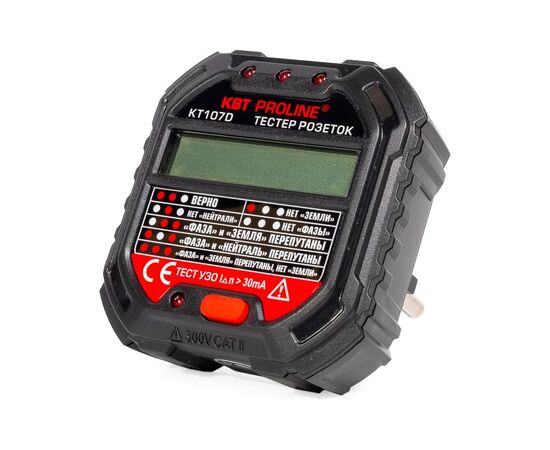  Тестер розеток и УЗО КВТ КТ 107D Proline (86321) 