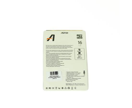  Карта памяти Aspor microSDHC 16GB Class10 UHS-I нс 