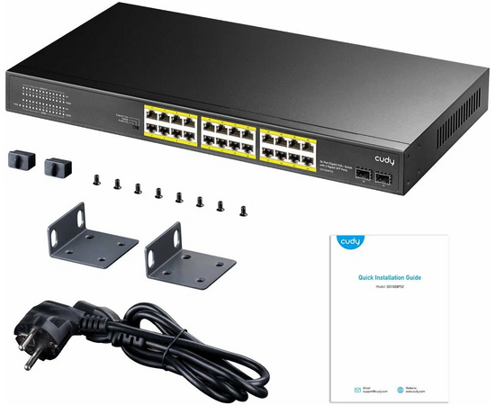  Коммутатор неуправляемый Cudy GS1028PS2 (L2) 24x1Гбит/с 2SFP 24PoE+ 300W 