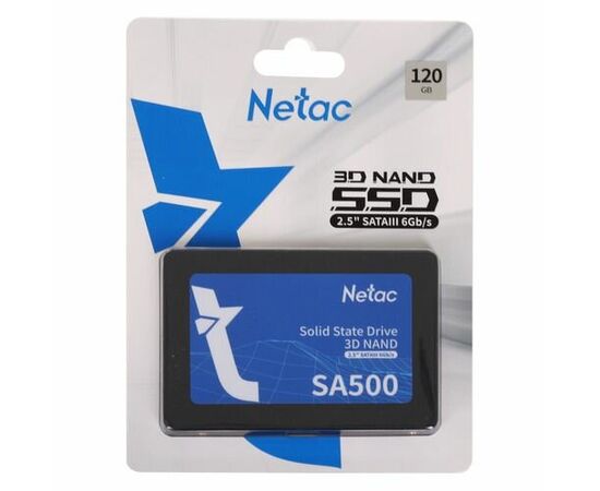 Внутренний SSD  Netac  120GB  SA500, SATA-III, R/W - 500/400 MB/s, 2.5", 3D NAND 