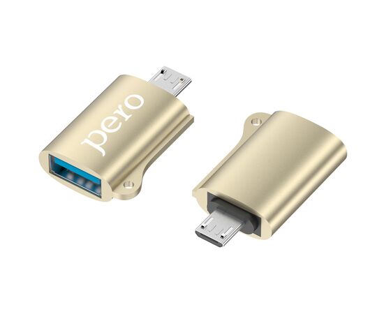  Адаптер PERO AD02 OTG MICRO USB TO USB 2.0, золотой 