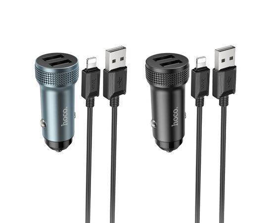 АЗУ 1USB+1Type-C 3.0A PD38W+QC3.0 быстрая зарядка для Lightning 8-pin Type-C Hoco Z49B (Metal grey) 