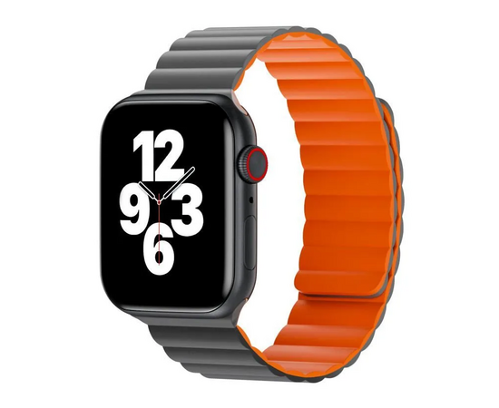  Магнитный силиконовый ремешок для Apple Watch 42/44/45/49 mm WiWU Wi-WB001 (Grey+ Orange) 
